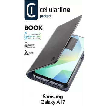 Cellularline Book vāciņš Samsung Galaxy A17, folio, melns