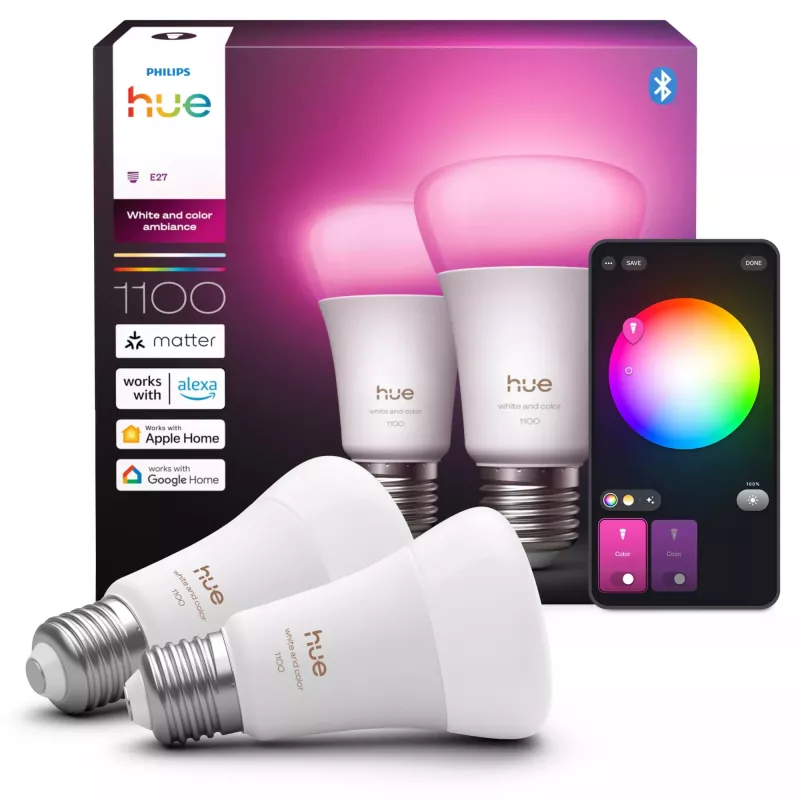 Philips Hue White and colour ambience A60 – E27 viedā spuldze – 1100 lm