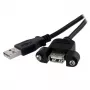 StarTech.com 1 pēdas paneļa montāžas USB kabelis A uz A - sievišķais/vīrišķais, 0.3 m, USB A, USB A, USB 2.0, Melns