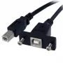 StarTech.com 3 pēdu paneļmontāžas USB kabelis B uz B - F/M, 0.91 m, USB B, USB B, USB 2.0, 0.48 Gbit/s, Melns