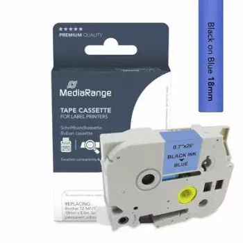 Lentes kasete printerim MediaRange MRBTZ541 Melna uz Zila 1,8 cm 8 m