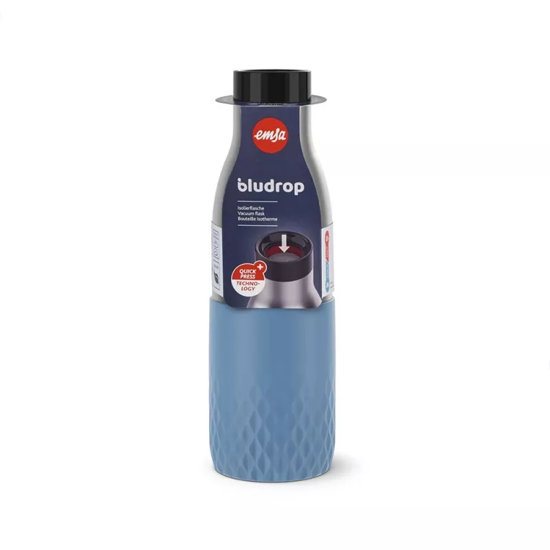 EMSA Bludrop Sleeve N3110700 ūdens pudele Fitness, Sports 500 ml Nerūsējošs tērauds Zils, Nerūsējošs tērauds