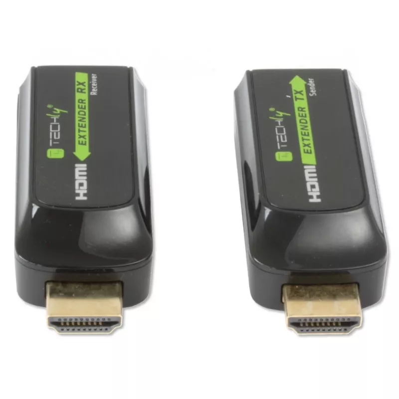 Techly IDATA EXT-E70S AV raidītājs un uztvērējs, HDMI pagarinātājs, melns