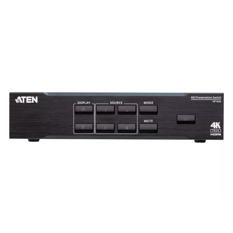 ATEN VP1420 4 x 2 True 4K prezentāciju matricas komutators, video/audio, galda modelis