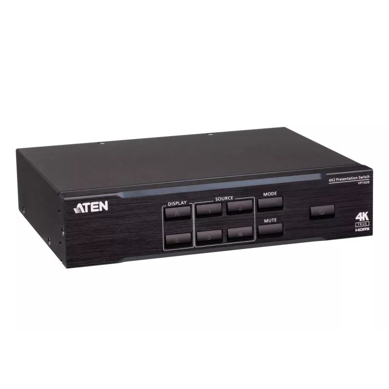 ATEN VP1420 4 x 2 True 4K prezentāciju matricas komutators, video/audio, galda modelis