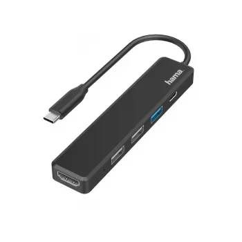 Hama USB-C centrmezgls, daudzportu, 5 porti, 3x USB-A, USB-C, HDMI