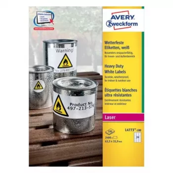 Pašlīmējošās etiķetes Avery L4773-100, noapaļots taisnstūris, 2400 gab.