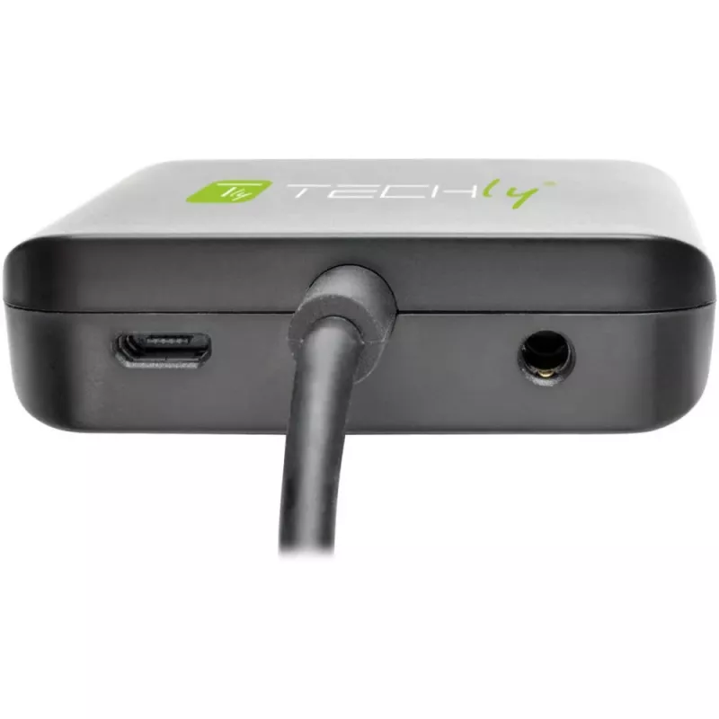 Techly IDATA-HDMI-VGA8 HDMI audio ekstraktors ar stereo mini jack, TOSLINK, HDMI un Micro-USB Type B ligzdām
