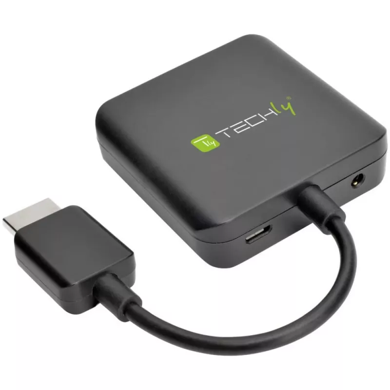 Techly IDATA-HDMI-VGA8 HDMI audio ekstraktors ar stereo mini jack, TOSLINK, HDMI un Micro-USB Type B ligzdām