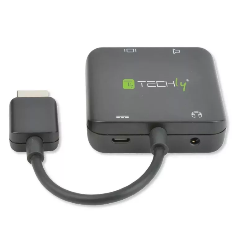 Techly IDATA-HDMI-VGA8 HDMI audio ekstraktors ar stereo mini jack, TOSLINK, HDMI un Micro-USB Type B ligzdām