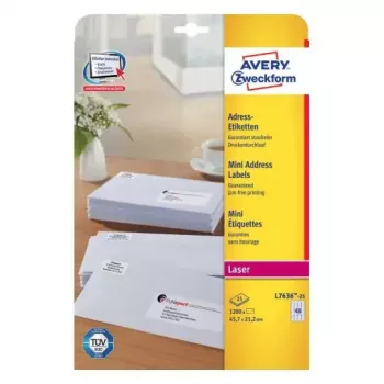 Pašlīmējošā etiķete Avery L7636-25, noapaļots taisnstūris