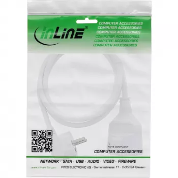 InLine pagarinātājs ar leņķa kontaktdakšu, balts, 1,5m, 1,5 mm²