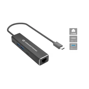 Conceptronic ABBY14B 2.5G Ethernet USB 3.2 Gen 1 adapteris ar USB centrmezglu, 2.5GbE, USB-A x 2, USB-C x 2