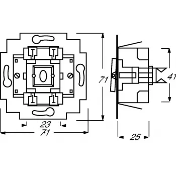 Elektriskais slēdzis 1P Busch-Jaeger 1413-0-0491 — 1-polu, 250 V AC, 10 A, Zils metālisks, 71×71×25 mm