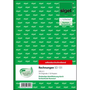 Biznesa veidlapa Sigel SD131 A5 balta dzeltena 100 lapas