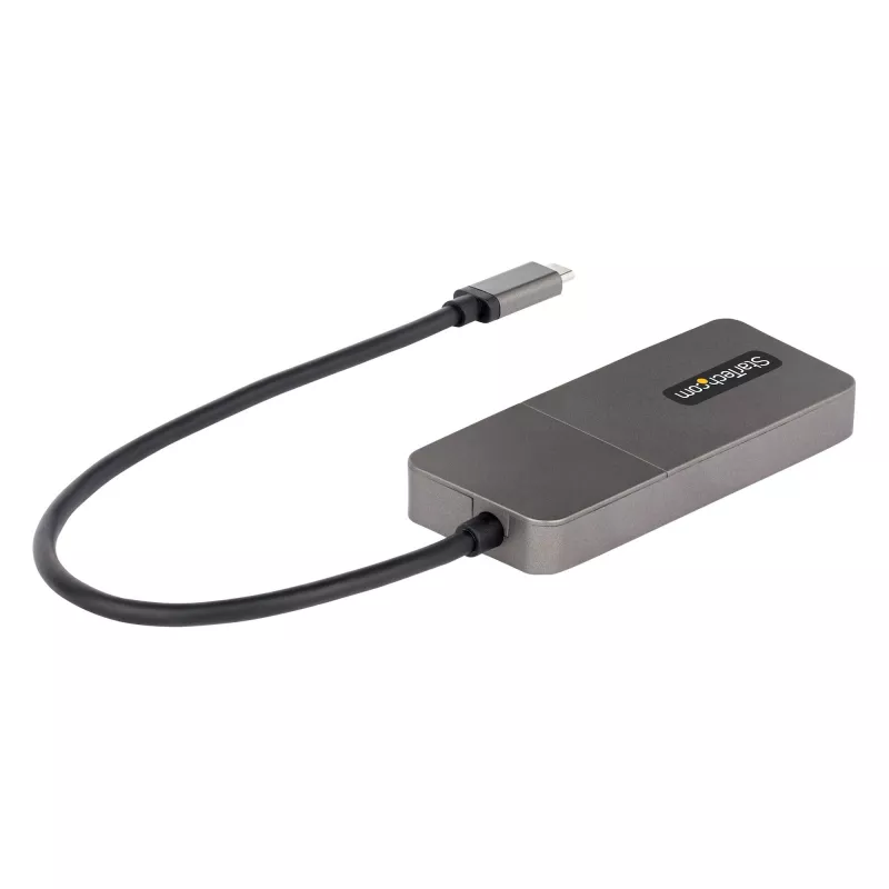 StarTech.com 3-Portu USB-C vairāku monitoru adapteris, USB Type-C uz 3x DisplayPort 1.4 MST centrmezgls, trīskāršs 4K 60Hz DP klēpjdatora paplašinātājs/sadalītājs, HDR, pagarināts iebūvētais kabelis - tikai Windows