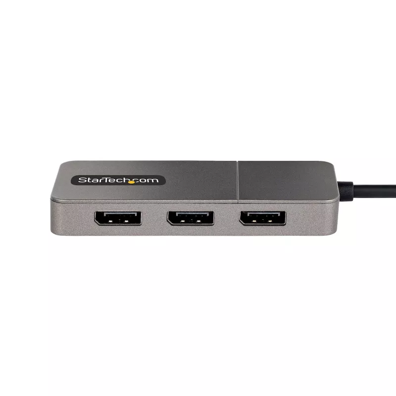 StarTech.com 3-Portu USB-C vairāku monitoru adapteris, USB Type-C uz 3x DisplayPort 1.4 MST centrmezgls, trīskāršs 4K 60Hz DP klēpjdatora paplašinātājs/sadalītājs, HDR, pagarināts iebūvētais kabelis - tikai Windows