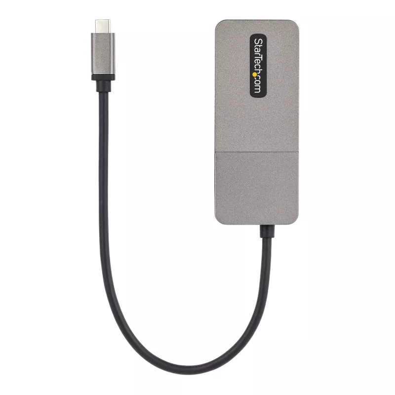 StarTech.com 3-Portu USB-C vairāku monitoru adapteris, USB Type-C uz 3x DisplayPort 1.4 MST centrmezgls, trīskāršs 4K 60Hz DP klēpjdatora paplašinātājs/sadalītājs, HDR, pagarināts iebūvētais kabelis - tikai Windows