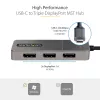 StarTech.com 3-Portu USB-C vairāku monitoru adapteris, USB Type-C uz 3x DisplayPort 1.4 MST centrmezgls, trīskāršs 4K 60Hz DP klēpjdatora paplašinātājs/sadalītājs, HDR, pagarināts iebūvētais kabelis - tikai Windows