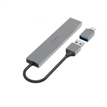 Hama 00200141 USB centrmezgls 3.2 Gen 1 Type-A 5000 Mbit/s Pelēks
