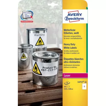 Pašlīmējošā etiķete Avery L4717-20 noapaļots taisnstūris