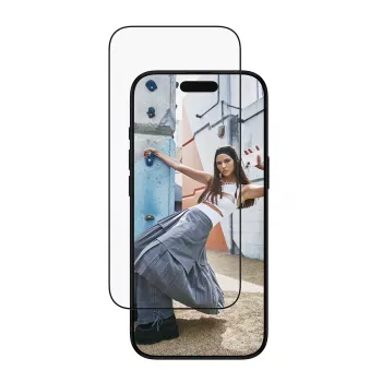 Aizsargstikls PanzerGlass SAFE iPhone 17 Ultra‑Wide Fit ar melnu rāmi