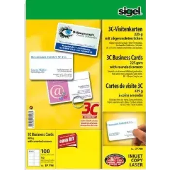 Sigel LP798 vizītkartes, 100 gab., satīna apdare, noapaļoti stūri