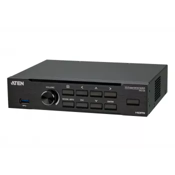 ATEN VP2120 Seamless Presentation Switch ar Quad View, HDMI, USB Type-A, metāla korpuss, melna, 60 Hz, 15 m