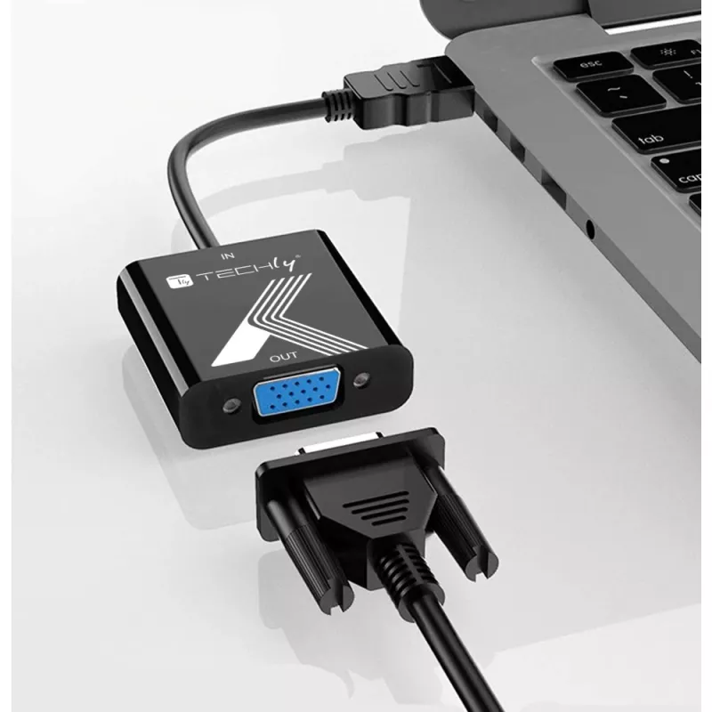 Techly HDMI-VGA pārveidotājs ar audio ligzdu