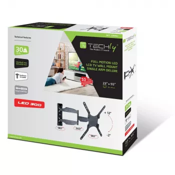 Techly 23-55 Ultra Slim Full Motion LCD TV sienas kronšteins melns ICA-PLB 171M