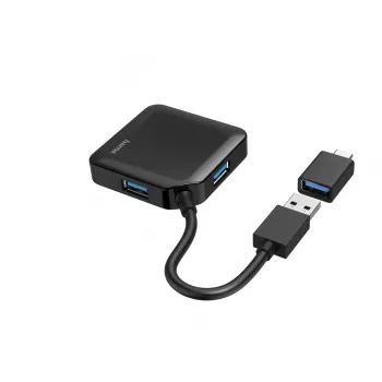 Hama USB Hubs, 4 Porti, USB 3.2 Gen 1, 5 Gbit/s, ar USB-C Adapteri