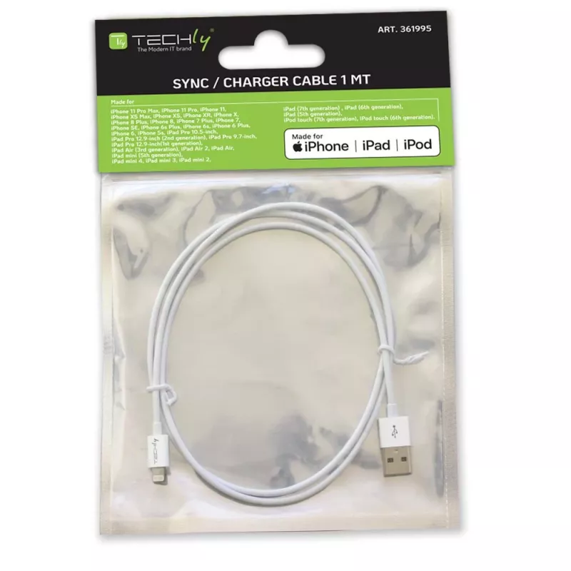 Techly ICOC APP-8WH1 Lightning kabelis 1 m Balts