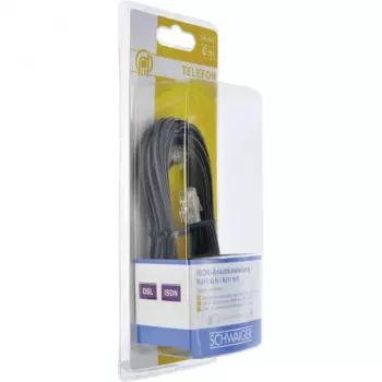 Tīkla kabelis Schwaiger 6,0m RJ-11 - RJ-45 6m Melns