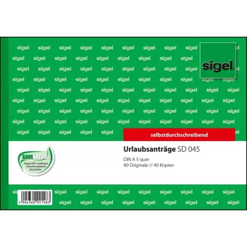 Biznesa veidlapa Sigel SD045 Green A5 80 loksnes
