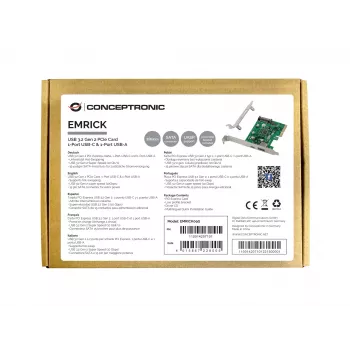 Conceptronic EMRICK PCIe karte ar USB 3.2 Gen 2, 1 x USB-C un 1 x USB-A
