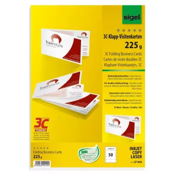 Sigel LP838 vizītkartes, 180x55 mm, 225 gsm, 10 loksnes (50 kartītes)