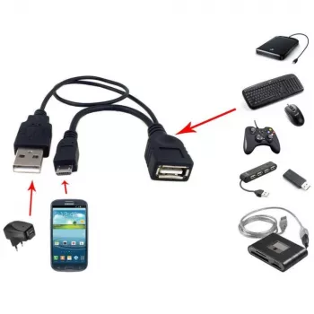 Techly USB 2.0 OTG kabelis A F Micro USB M ar USB 30cm Melns ICOC MUSB-MC2