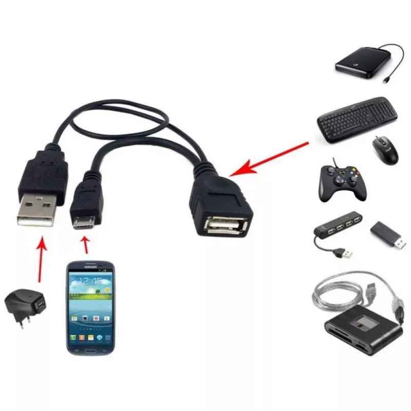 Techly USB 2.0 OTG kabelis A F Micro USB M ar USB 30cm Melns ICOC MUSB-MC2