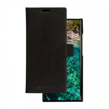 Dbramante1928 Lynge folio maciņš Samsung Galaxy S23 Ultra — melna āda, 3 kabatiņas kartēm, 6.8 collas