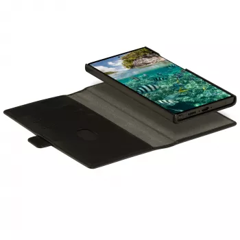 Dbramante1928 Lynge folio maciņš Samsung Galaxy S23 Ultra — melna āda, 3 kabatiņas kartēm, 6.8 collas