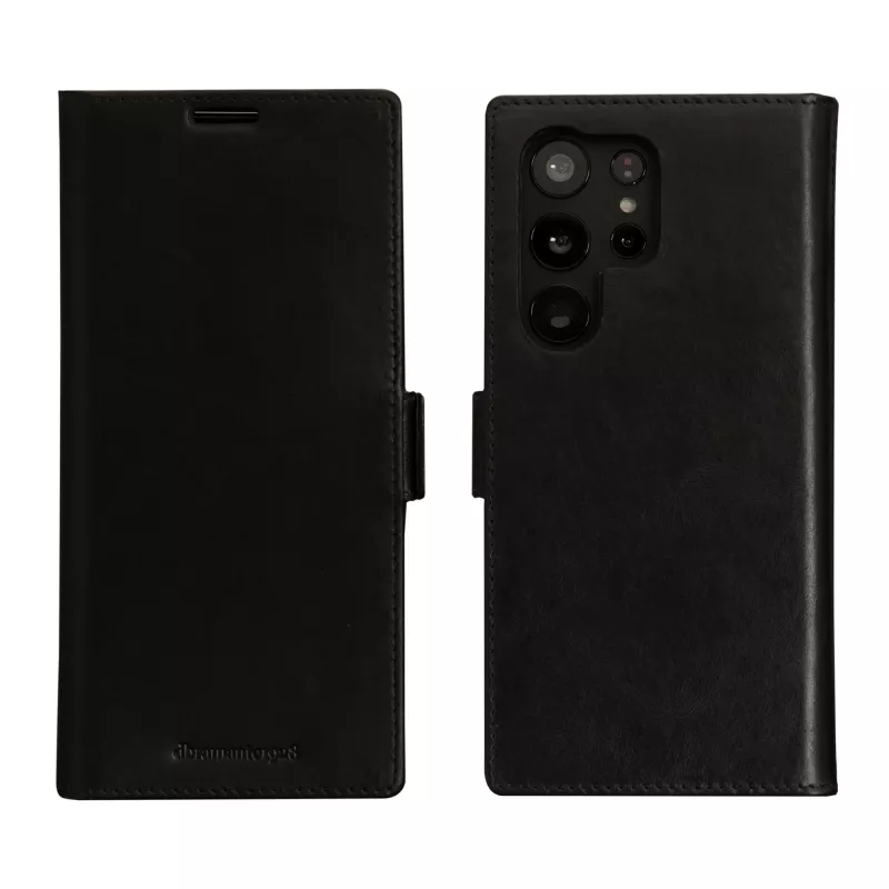 Dbramante1928 Lynge folio maciņš Samsung Galaxy S23 Ultra — melna āda, 3 kabatiņas kartēm, 6.8 collas