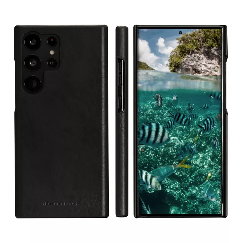 Dbramante1928 Lynge folio maciņš Samsung Galaxy S23 Ultra — melna āda, 3 kabatiņas kartēm, 6.8 collas