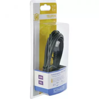 Kabelis Schwaiger 6,0m RJ-12 - TAE-F, melns