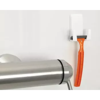 Skūšanās piederumu turētājs Tesa Powerstrips Waterproof Wave, līmējošs stiprinājums, ūdensizturīgs, balts