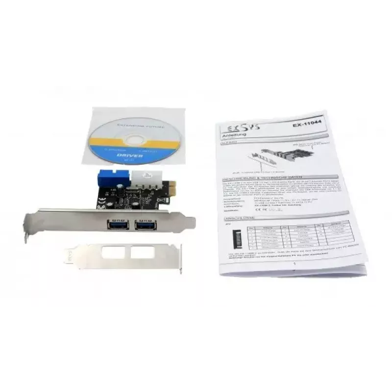 EXSYS EX-11049 Iekšējais USB 3.2 Gen 1 PCIe adapteris, melns/sudrabs