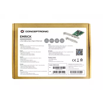 Conceptronic EMRICK 2-Port USB 3.2 Gen 2 Type-C PCIe karte, pašbarošanās