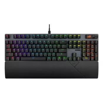 Mehāniskā spēļu tastatūra ASUS ROG Strix Scope II X — pilna izmēra, USB, RGB, Šveices izkārtojums, Melna