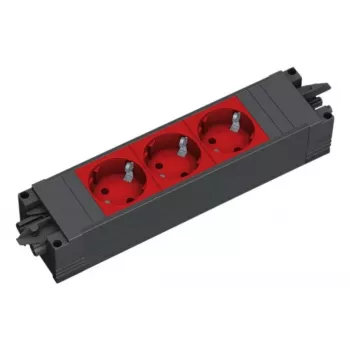 Pagarinātājs Bachmann STEP BASE 3 kontaktligzdas, 250 V 16 A, plastmasas korpuss, IP20, sarkans, 52×230×44 mm
