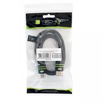 Techly 0.5m High Speed HDMI kabelis ar Ethernet A/A M/M Melns ICOC HDMI-4-005