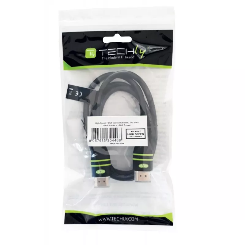 Techly 0.5m High Speed HDMI kabelis ar Ethernet A/A M/M Melns ICOC HDMI-4-005